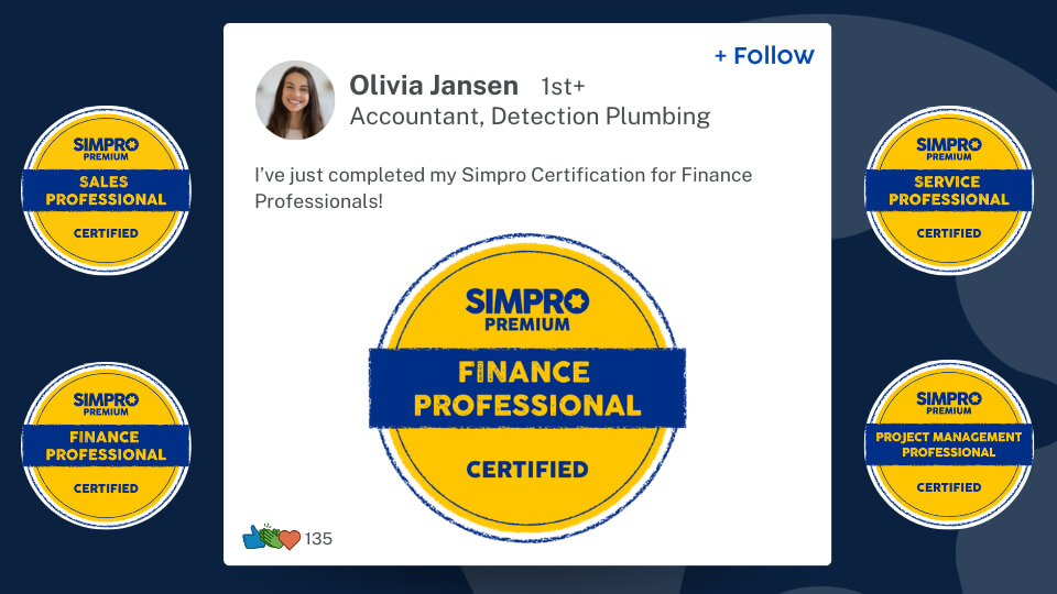 Simpro certification badges
